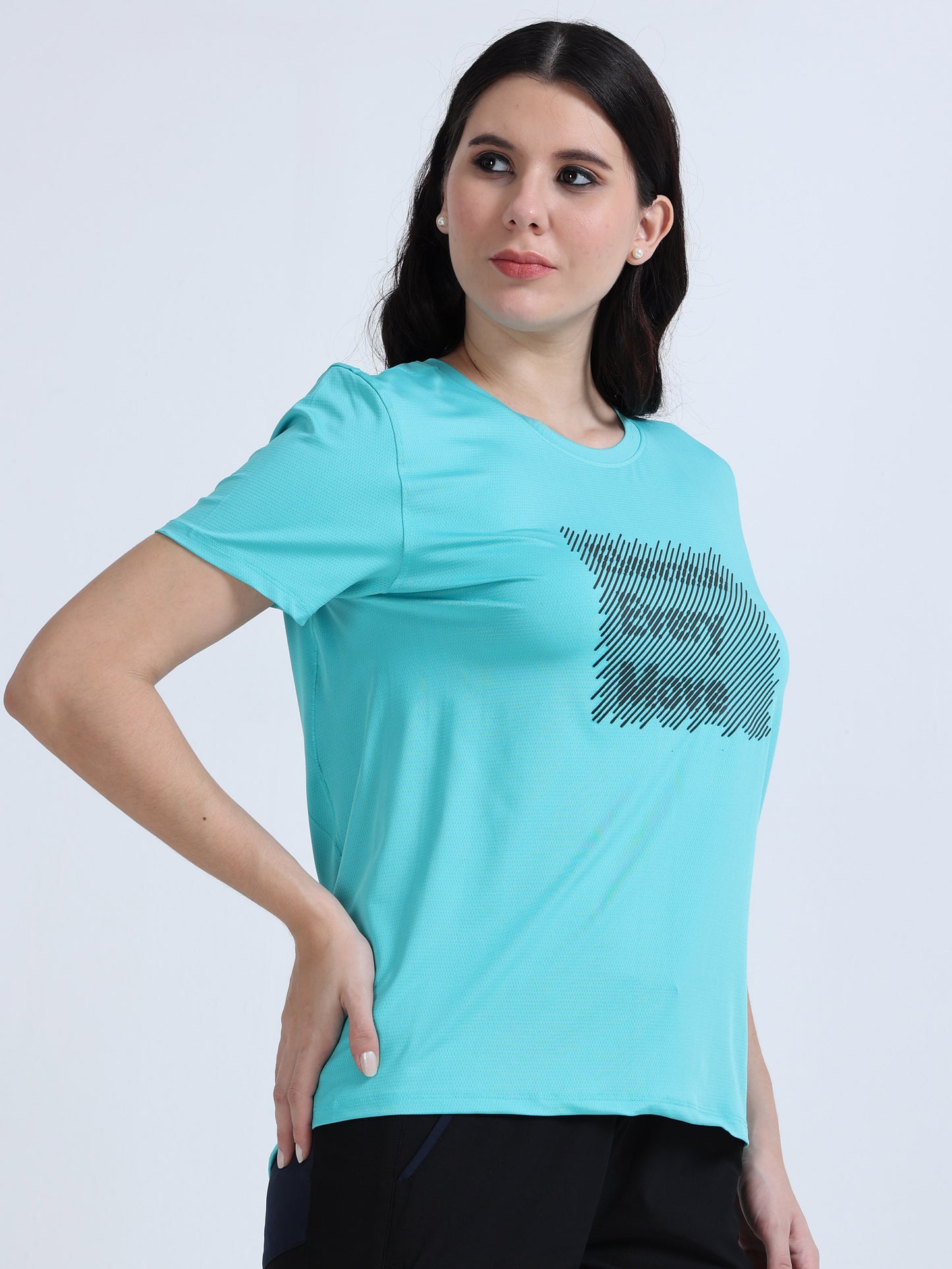 Turquoise Mint Printed Tee for Women 