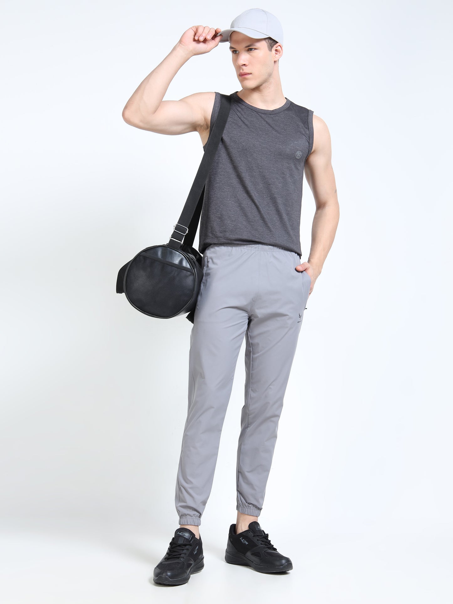 Men's Cool Grey Poly Woven Jogger Pants - Lightweight Comfort Fit