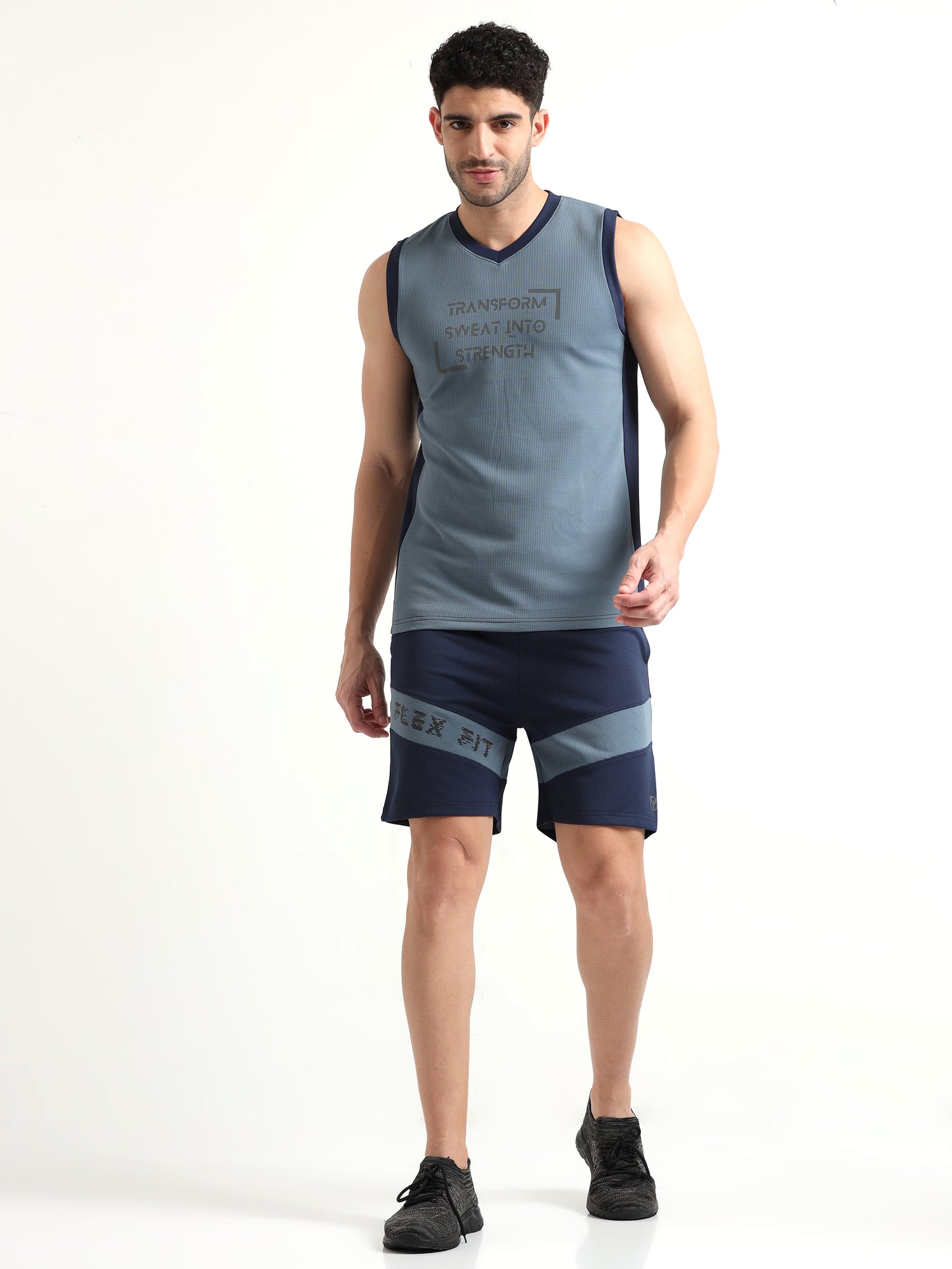 Dusk Blue Active Gym Co Ord Set For Men