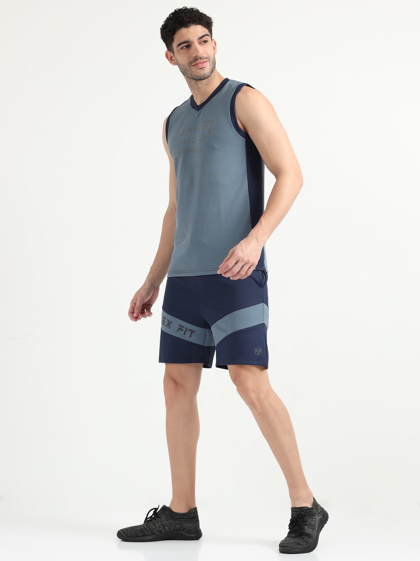 Dusk Blue Active Gym Co Ord Set For Men