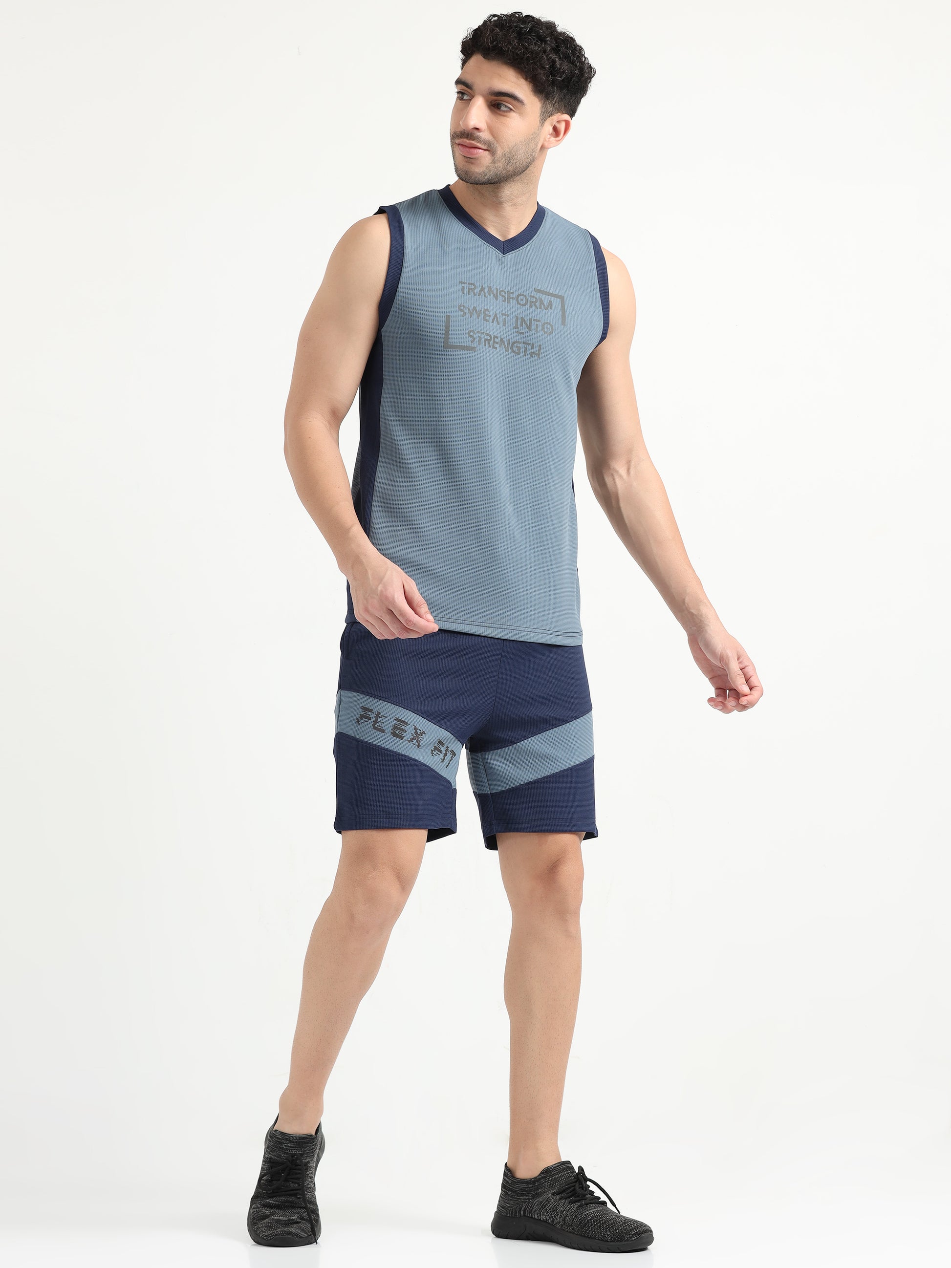 Dusk Blue Active Gym Co Ord Set For Men