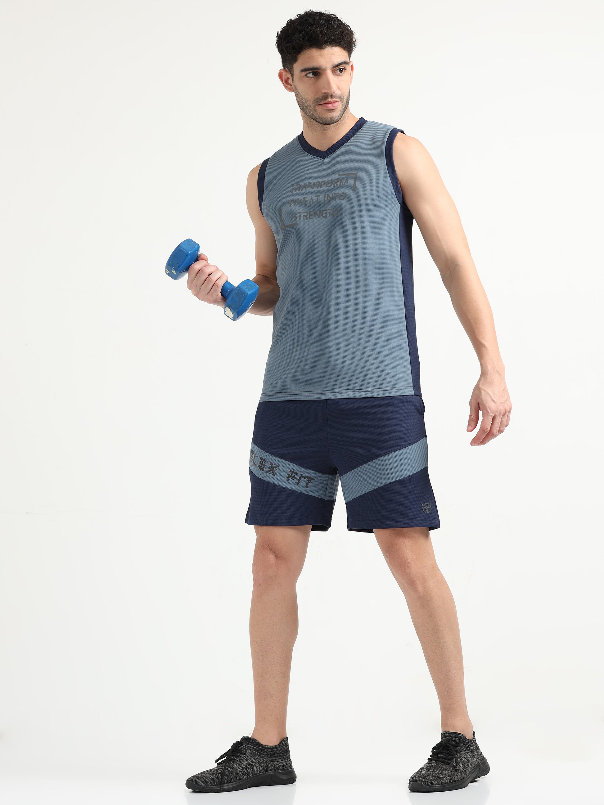 Dusk Blue Active Gym Co Ord Set For Men