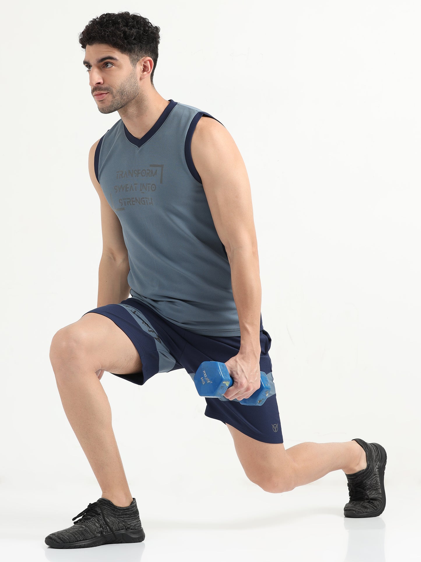 Dusk Blue Active Gym Co Ord Set For Men