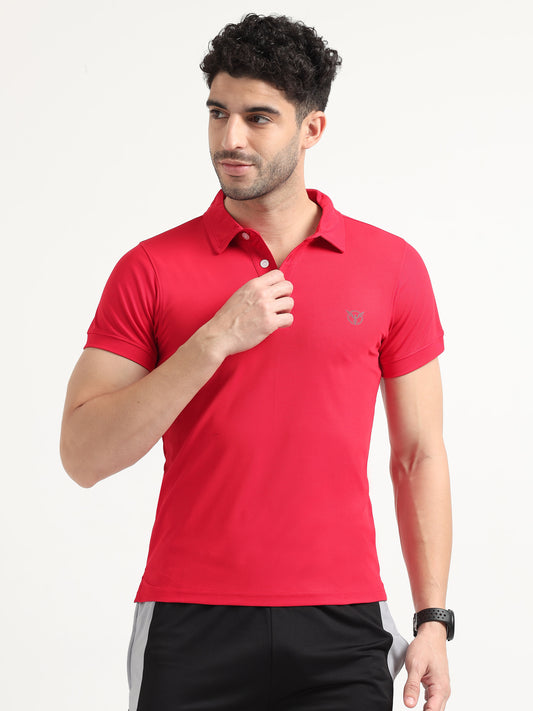 Charming Active Red Active Polo T Shirts For Men