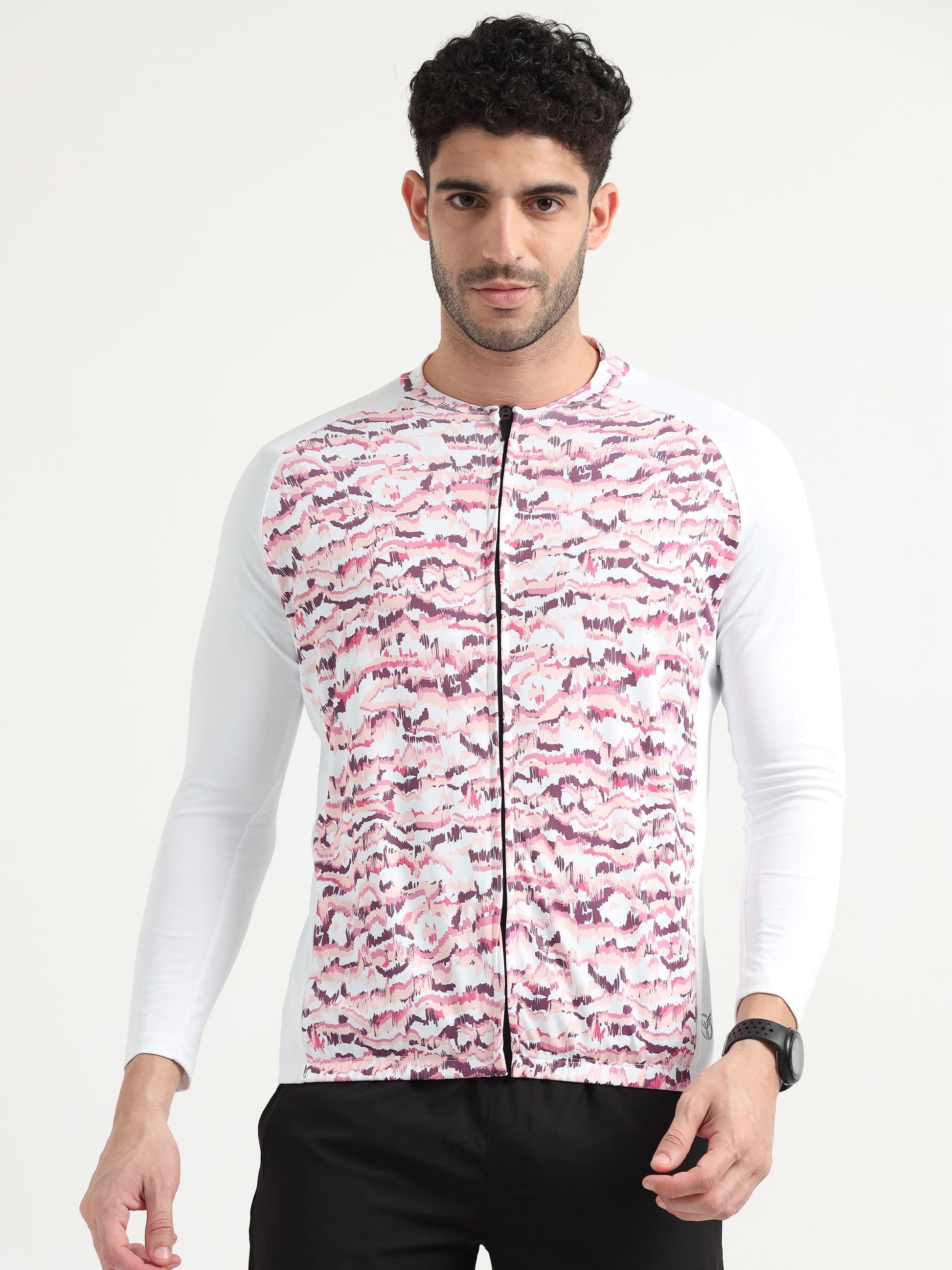 Mauve Abstract Full Sleeve T Shirt For Men 