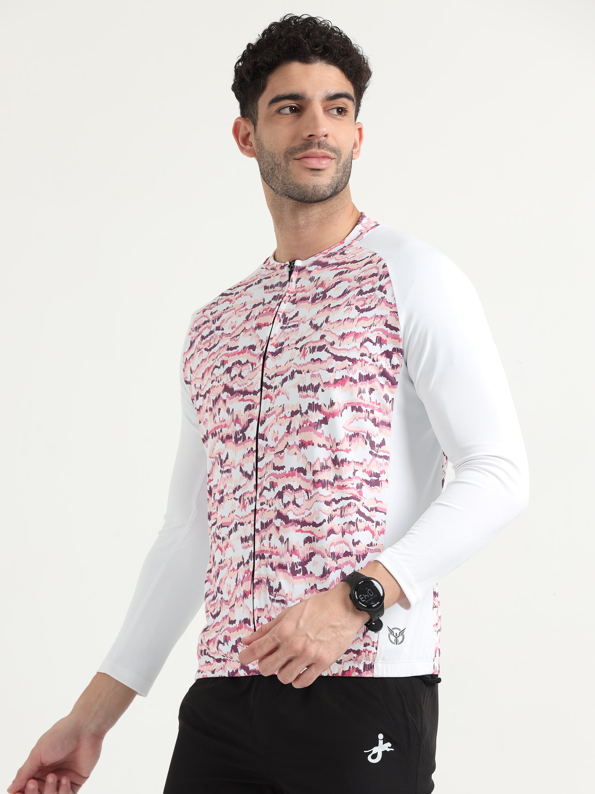 Mauve Abstract Full Sleeve T Shirt For Men 