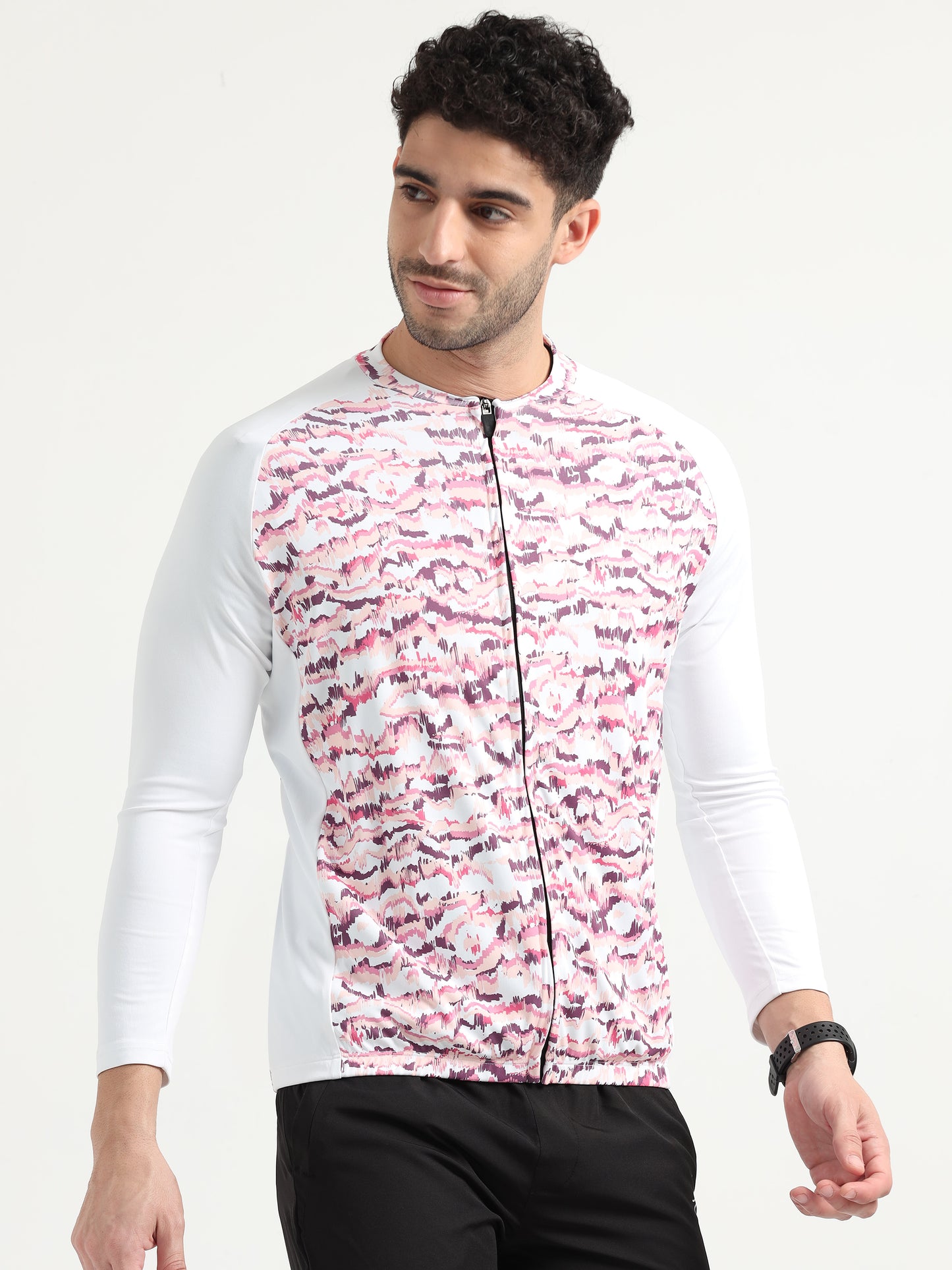 Mauve Abstract Full Sleeve T Shirt For Men 