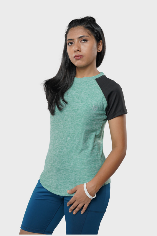 Green Active Raglan Sleeve T Shirt Womens