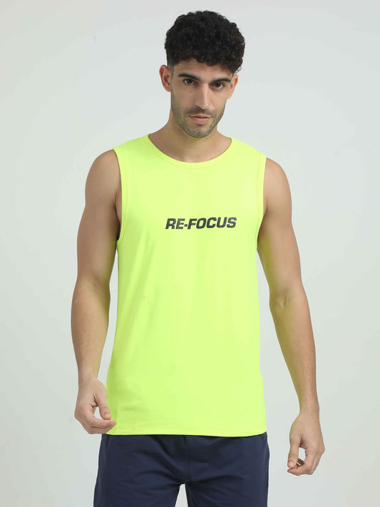 Neon Green Muscle Tank Activewear For Men