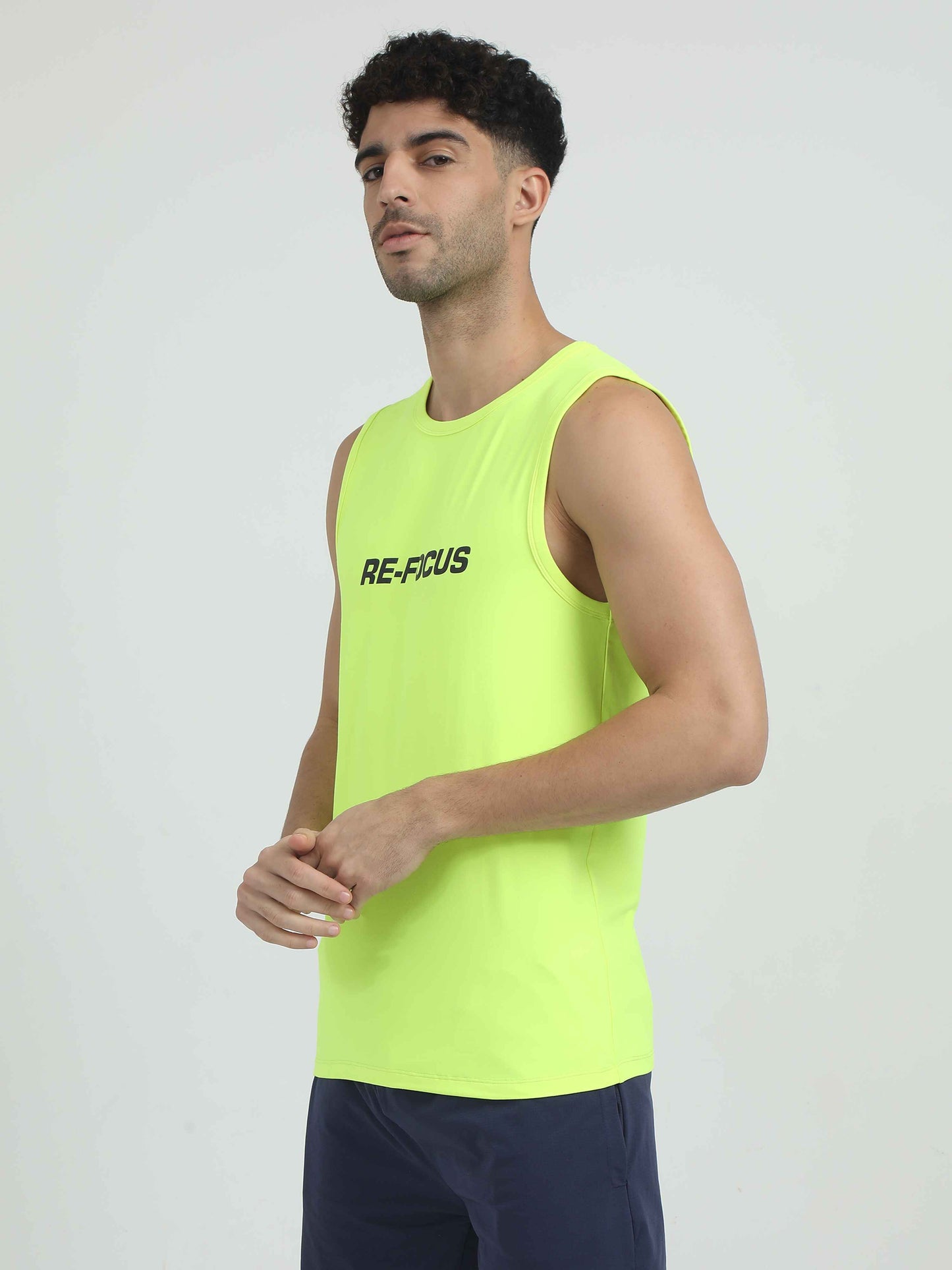 Neon Green Muscle Tank Activewear For Men