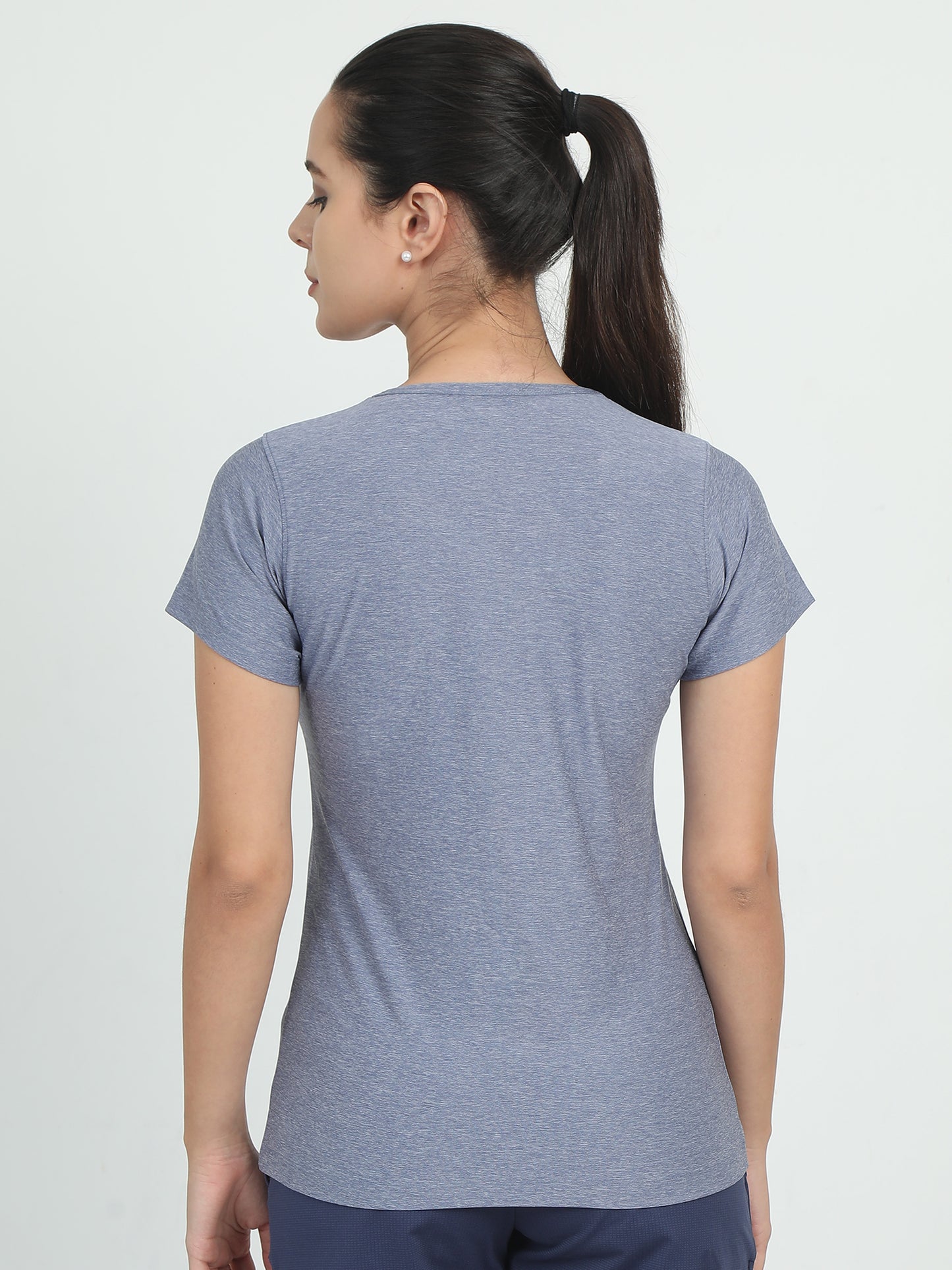 Activewear Grey Women Top - Overlap neck finish