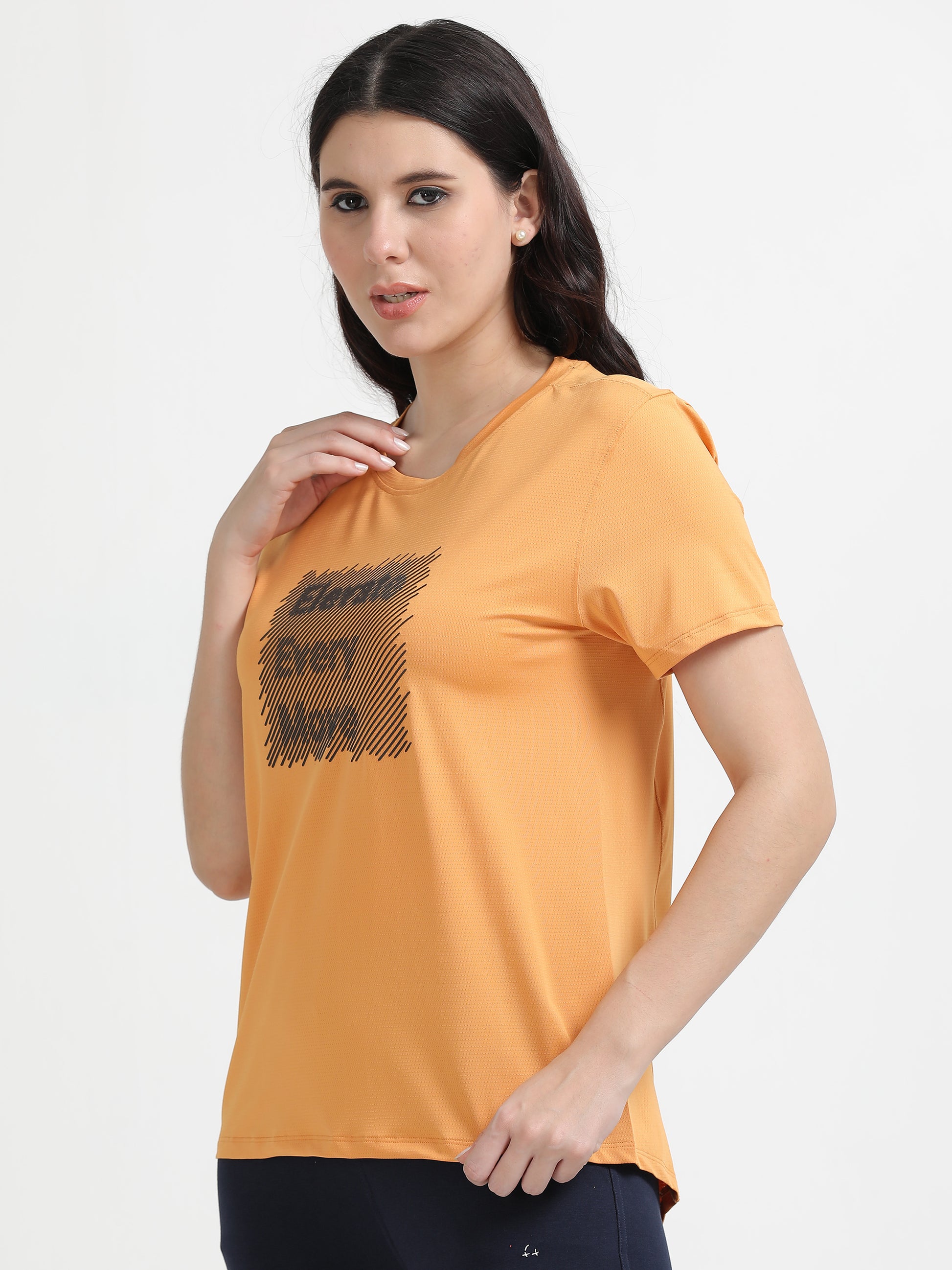  Apricot Endura Fit Print T-Shirt for Women