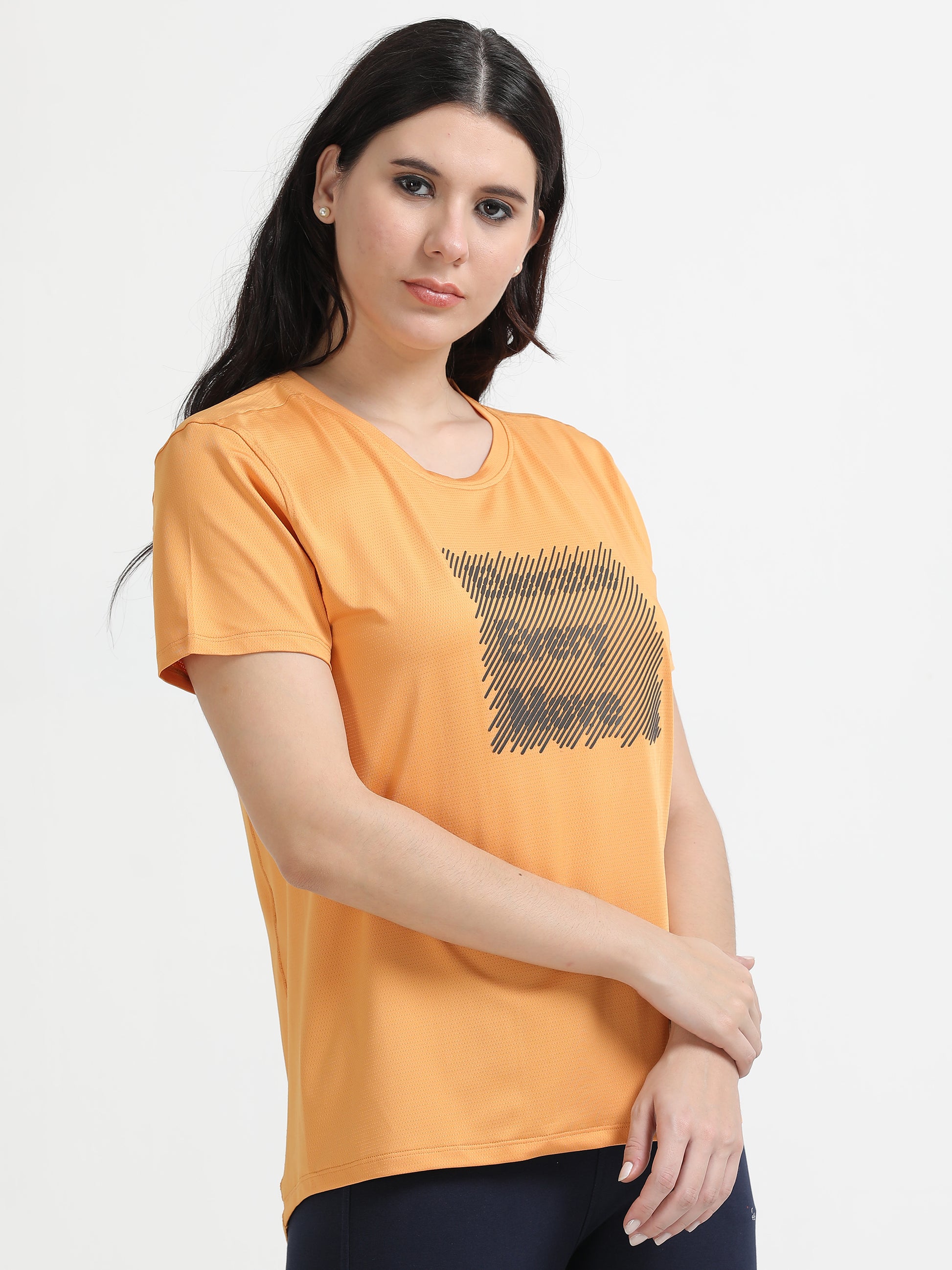  Apricot Endura Fit Print T-Shirt for Women