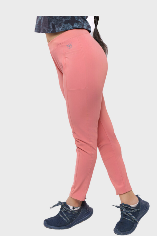 Peach Sports Track Pants For Ladies