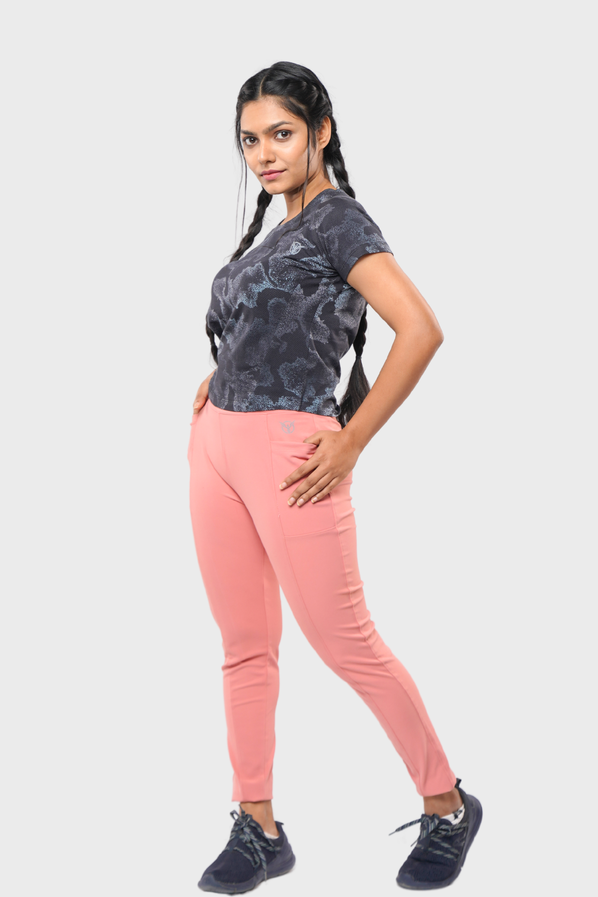 Peach Sports Track Pants For Ladies