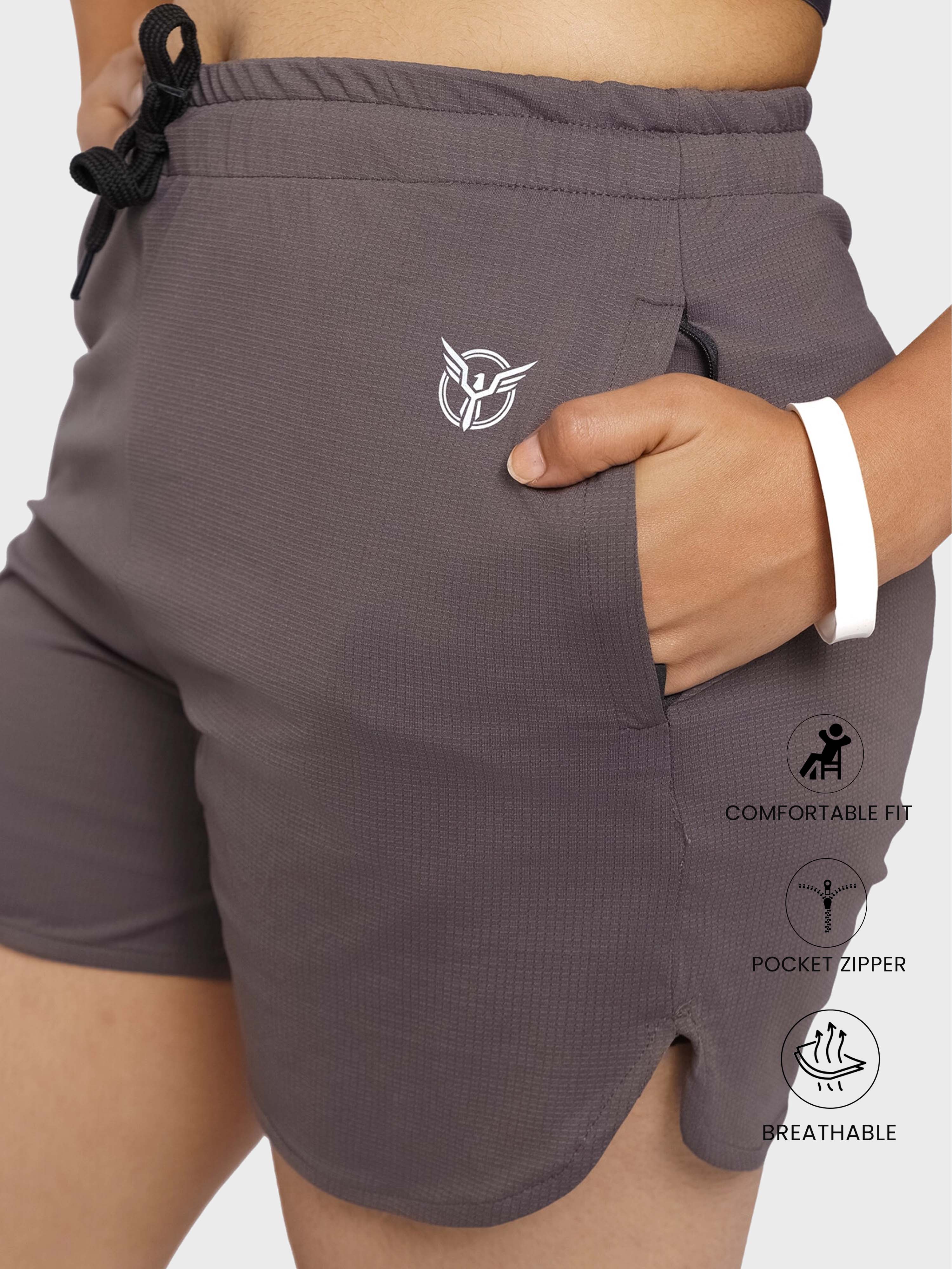 Womens Active Layered  Shorts- Cinder