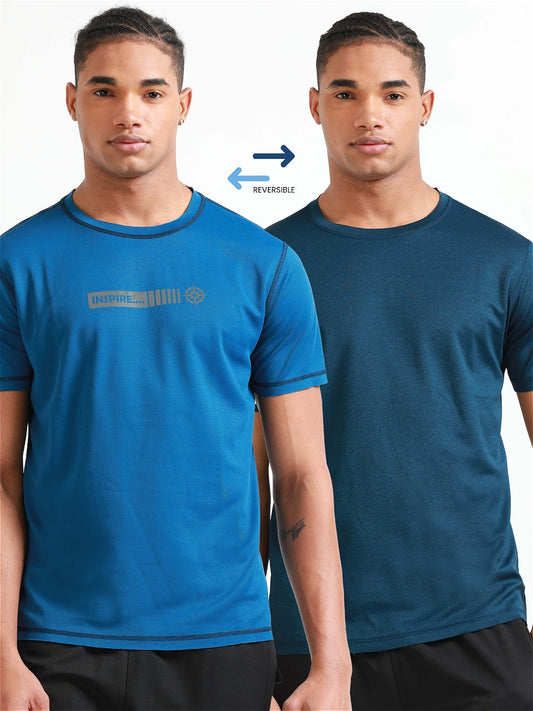 Active Crew neck chest printed reversable performance Tee