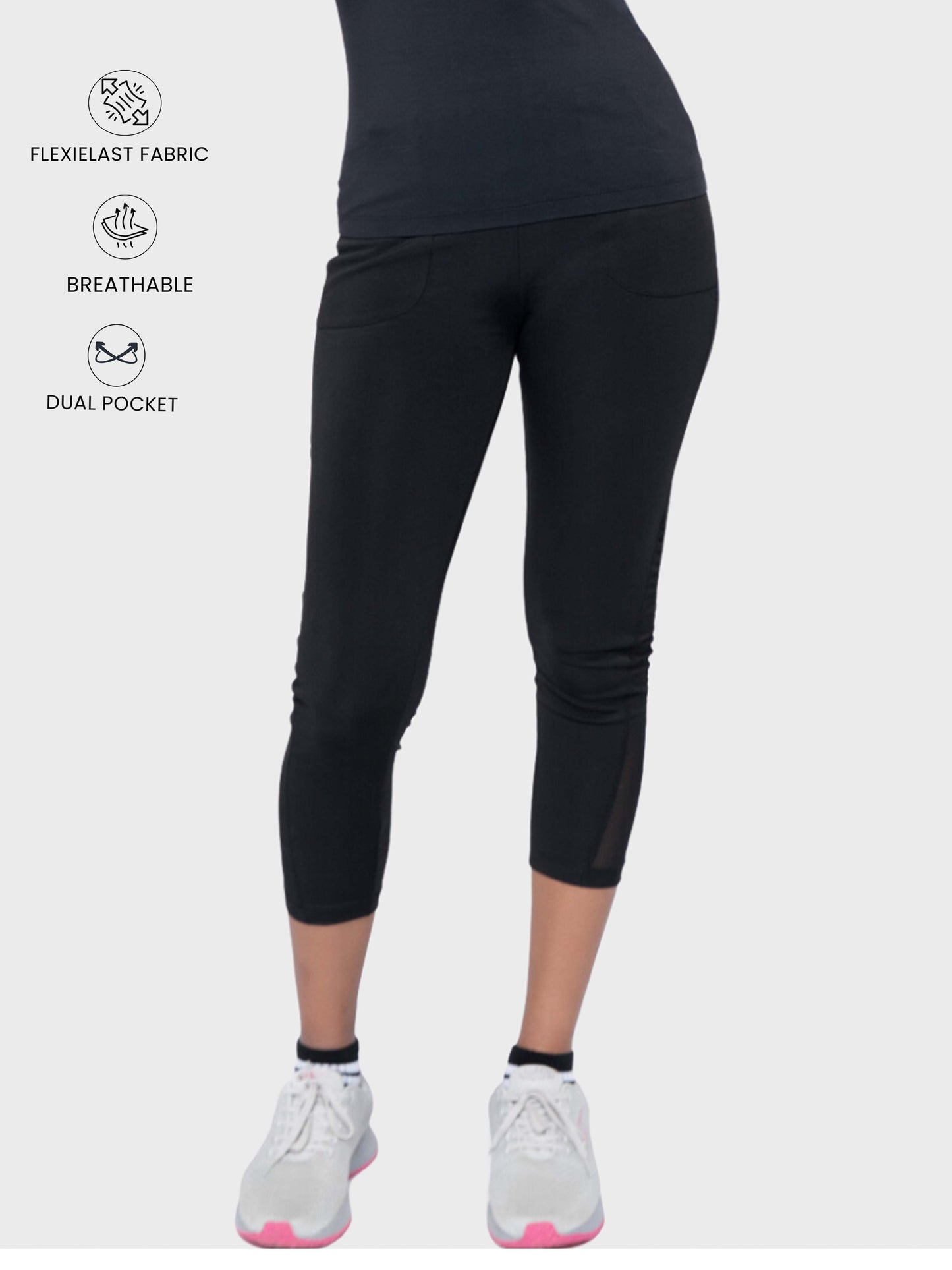 Verveflex:active Ankle Legging/tights-mesh Trim With Pockets