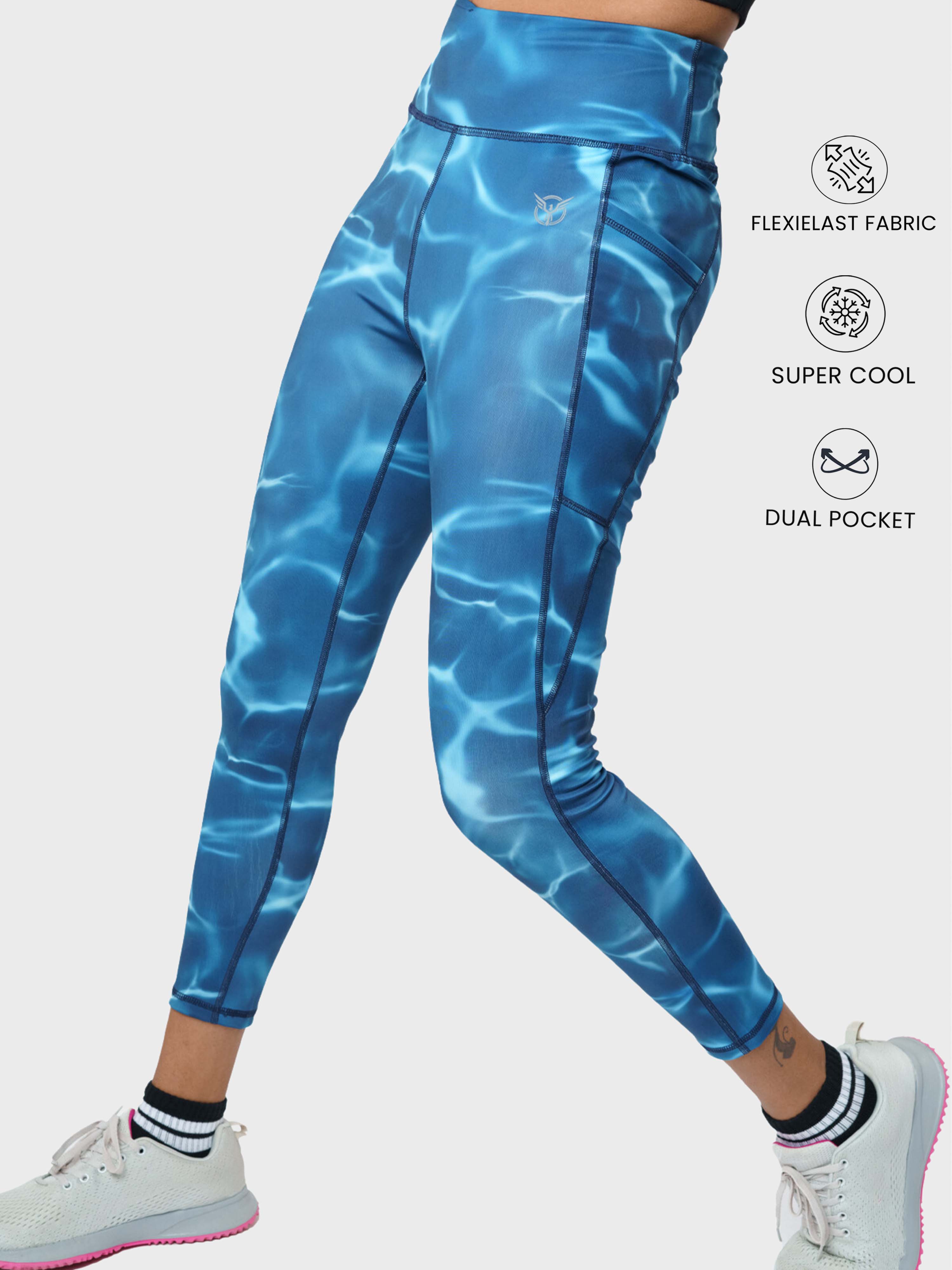 Aerobix:performance Legging/tights Full Length-2+1 Hidden Pocket Tie-dye