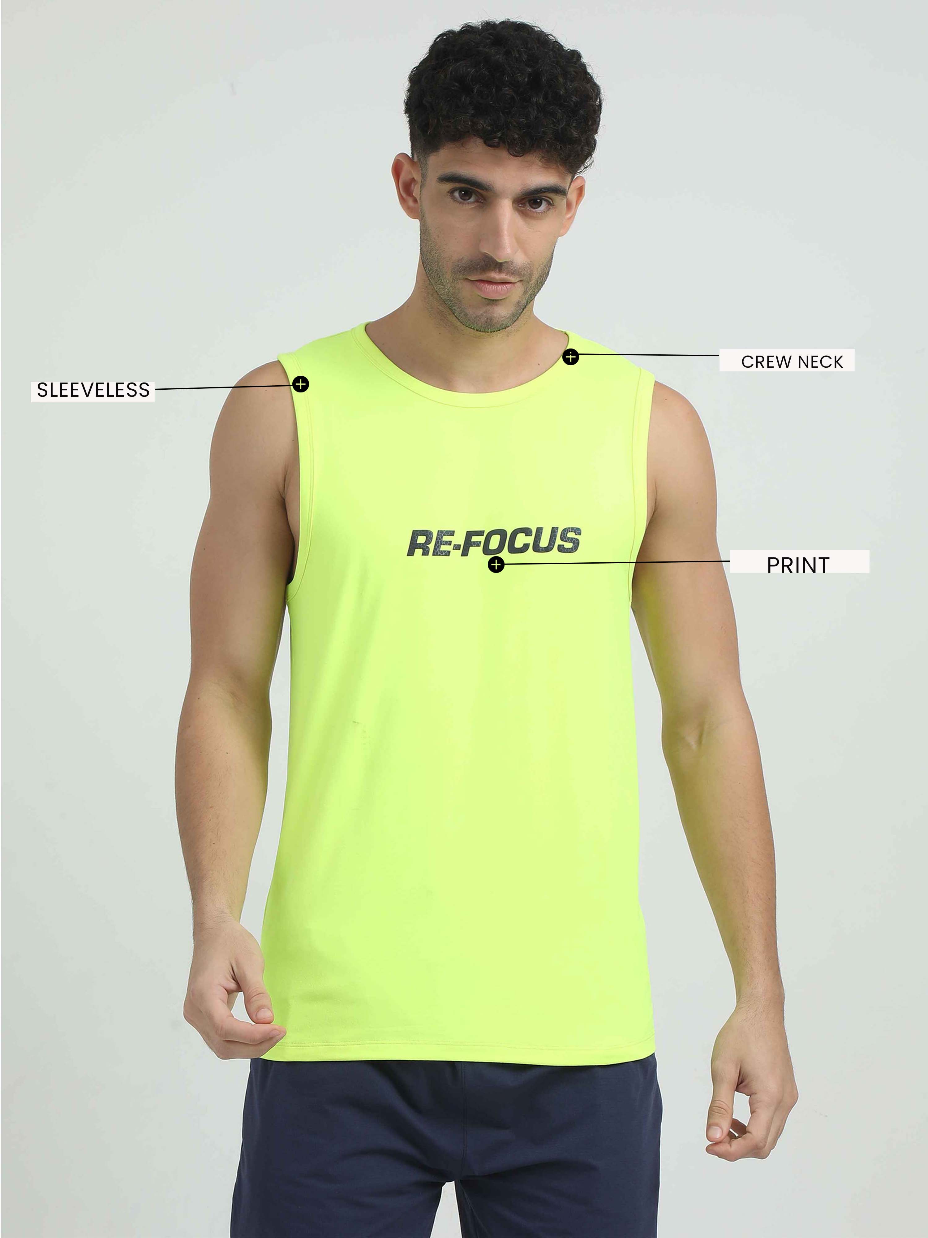 Neon Green Muscle Tank Activewear For Men