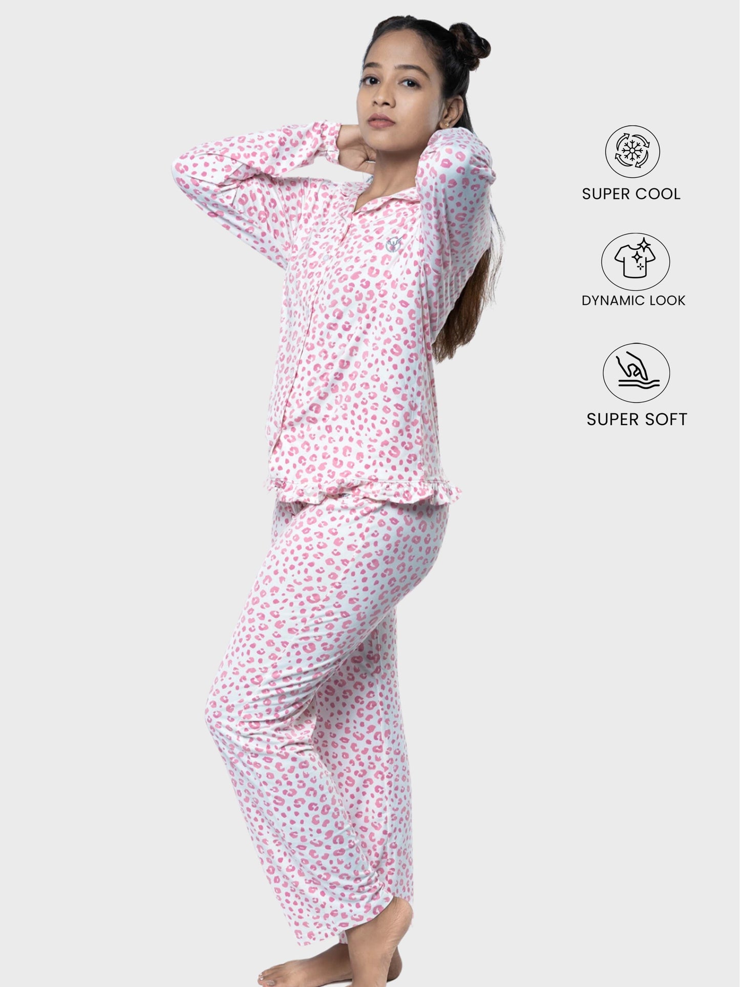 Snowlux :yummy Pj Set- Full Open Top-full Length Pants -frilled Hem