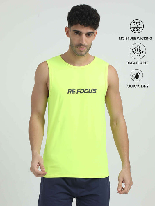 Neon Green Muscle Tank Activewear For Men