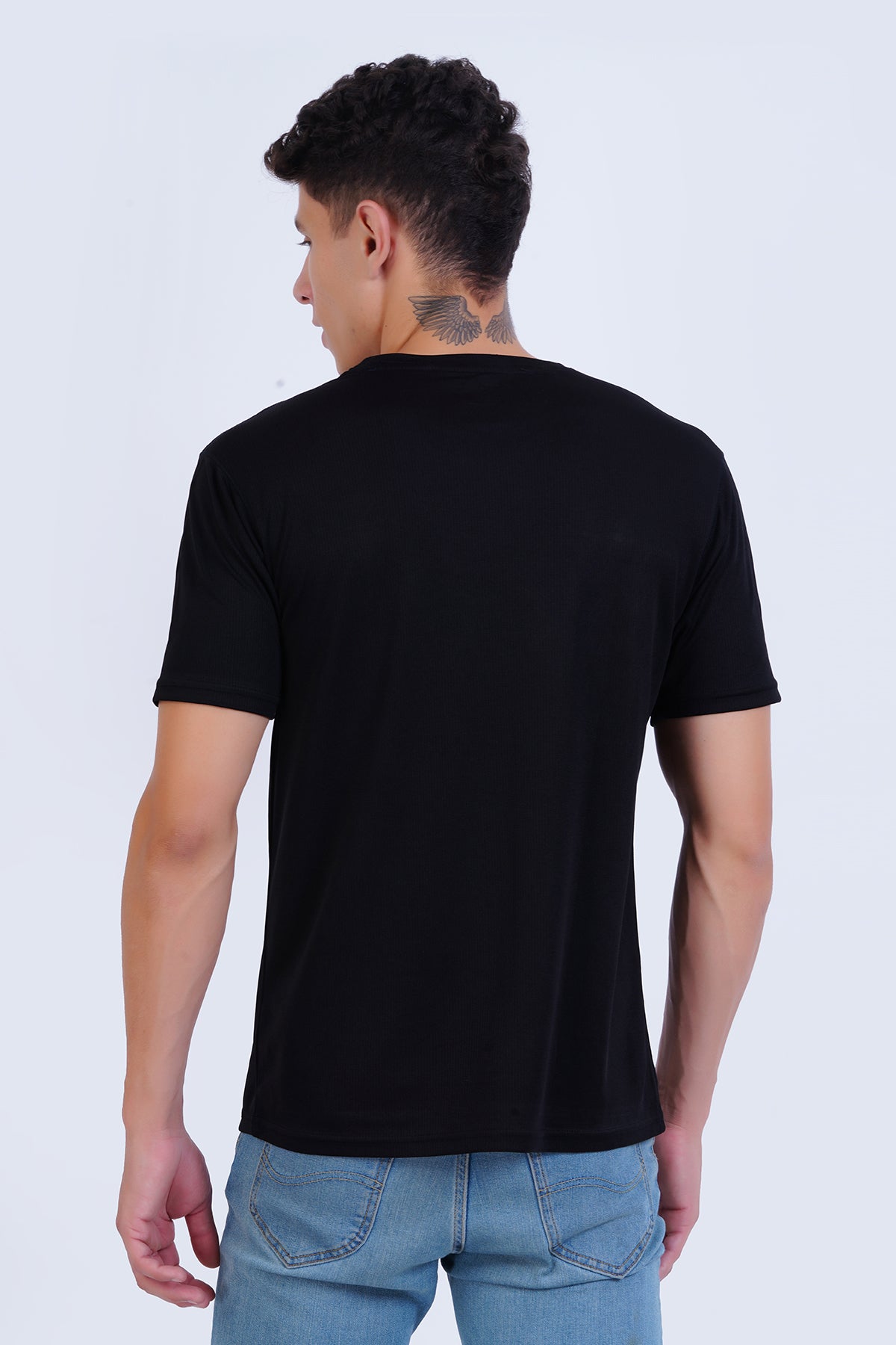 Black Crew Neck Gym Tshirt For Men