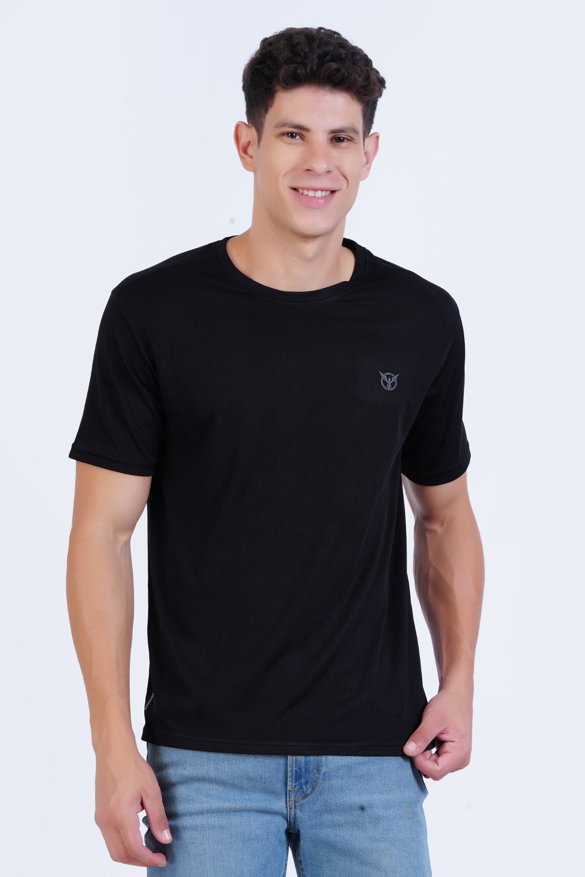 Black Crew Neck Gym Tshirt For Men