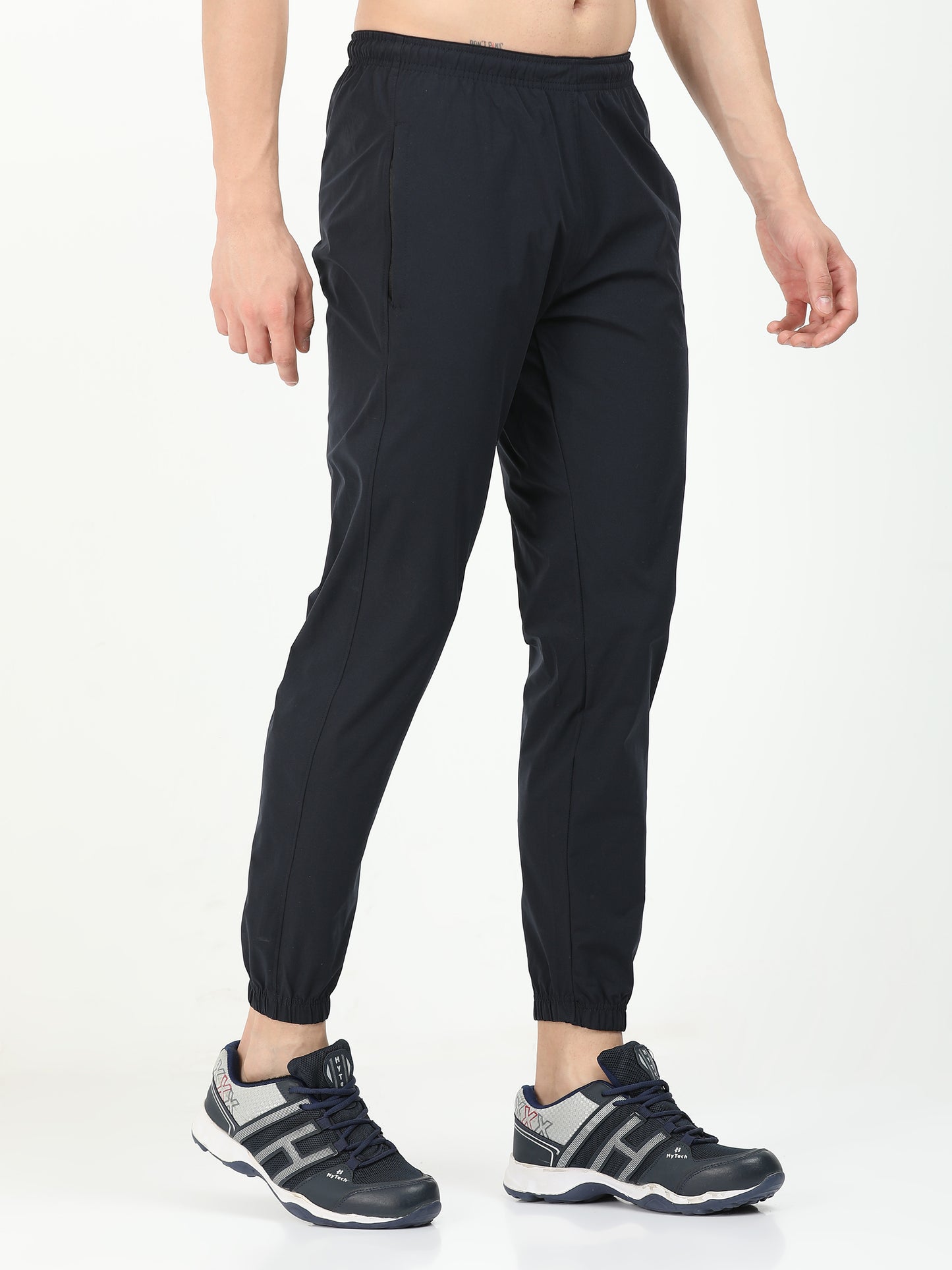 Men’s Jet Black Poly Woven Jogger Pants – Lightweight Comfort Fit