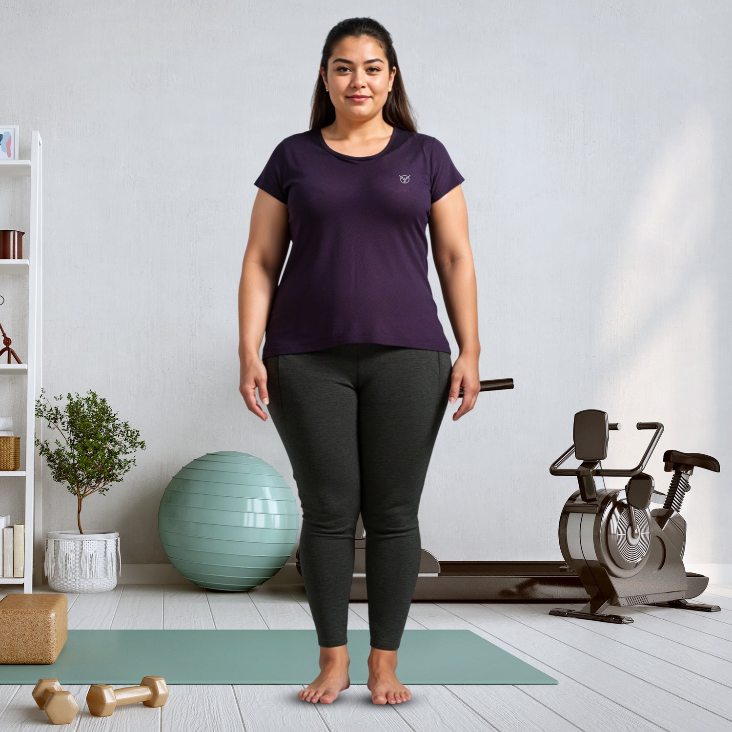 Purple Pennant Workout Tops for Plus Size Women