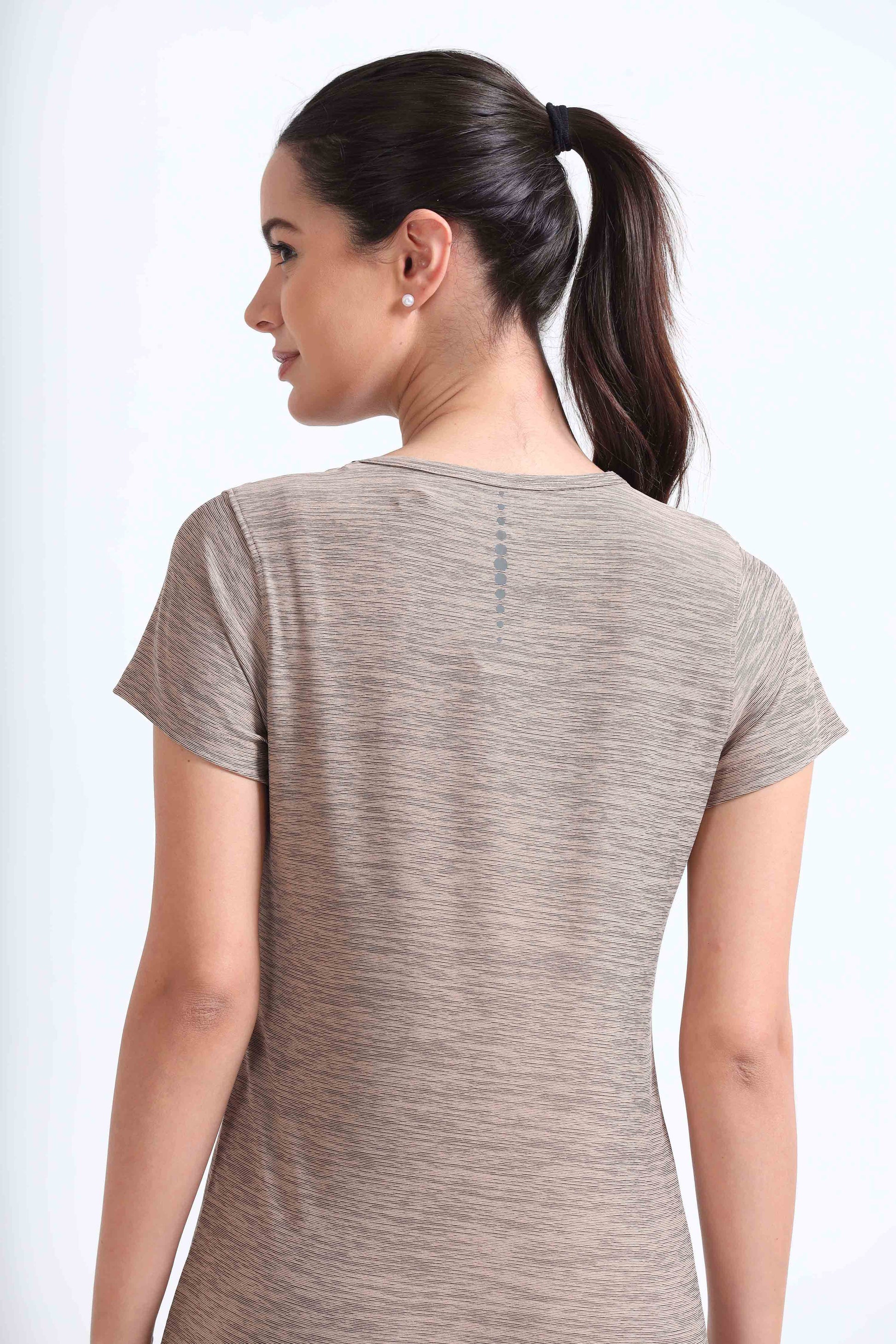 Warm Taupe Sports T Shirt For Womens