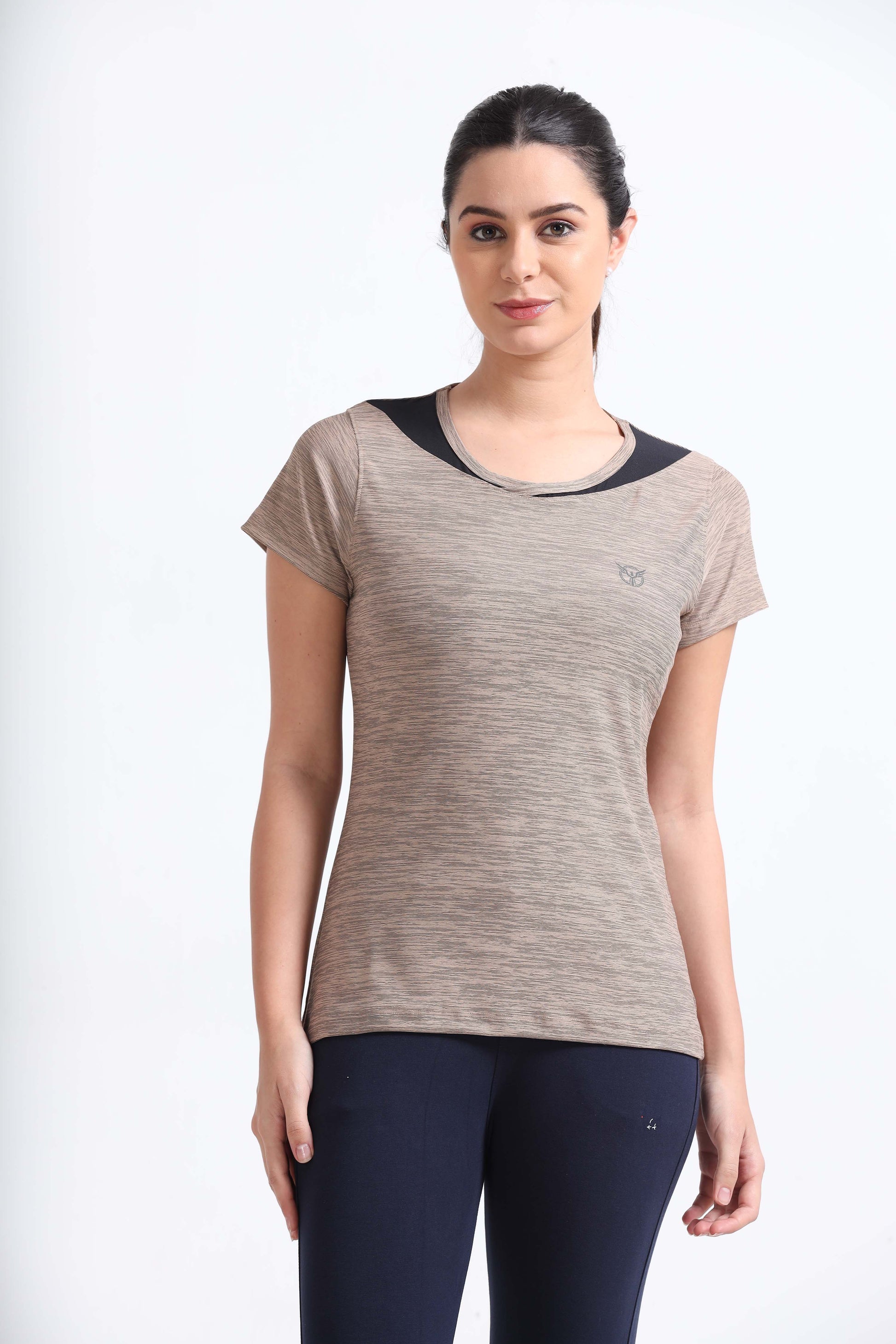 Warm Taupe Sports T Shirt For Womens