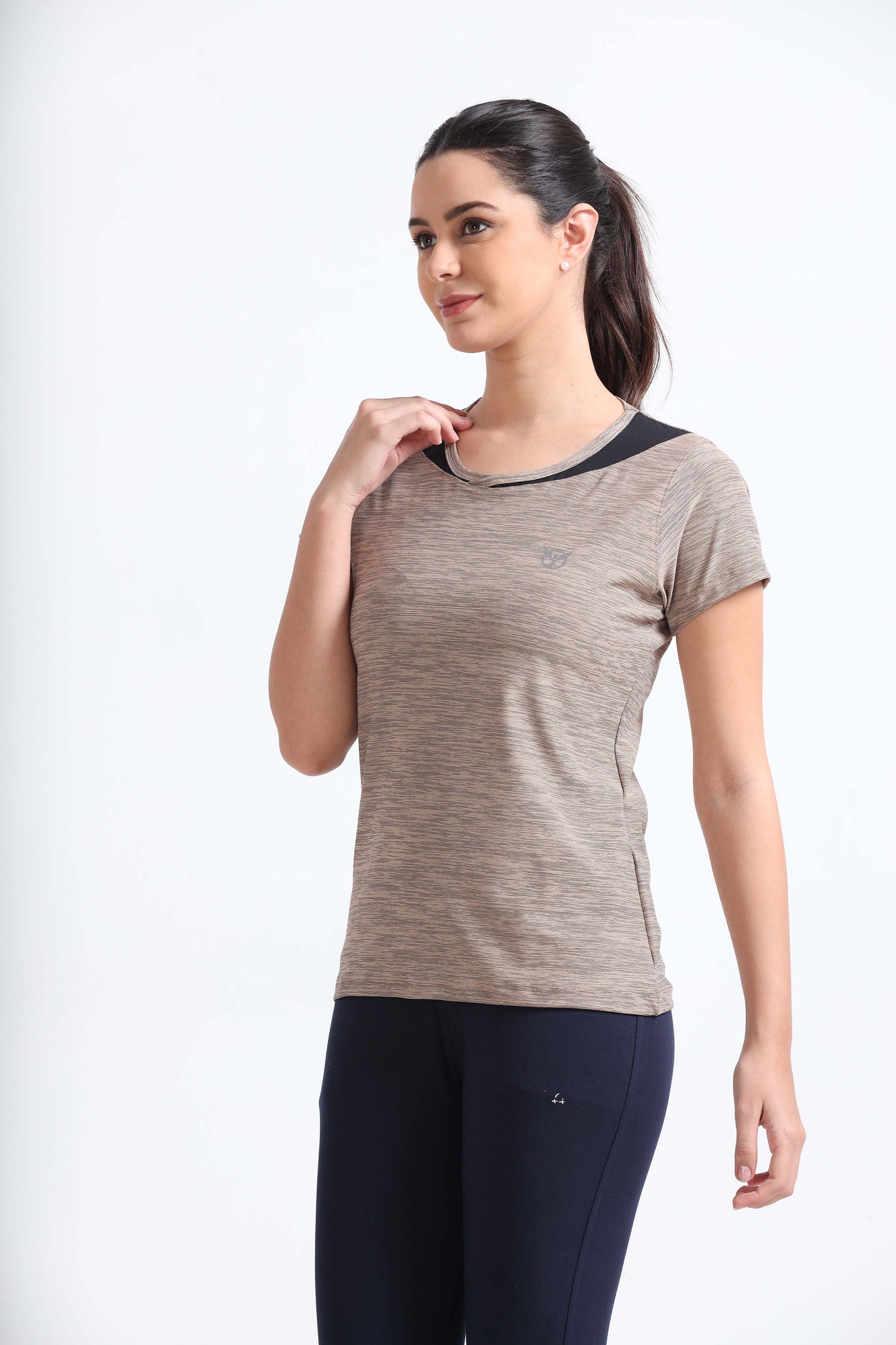 Warm Taupe Sports T Shirt For Womens