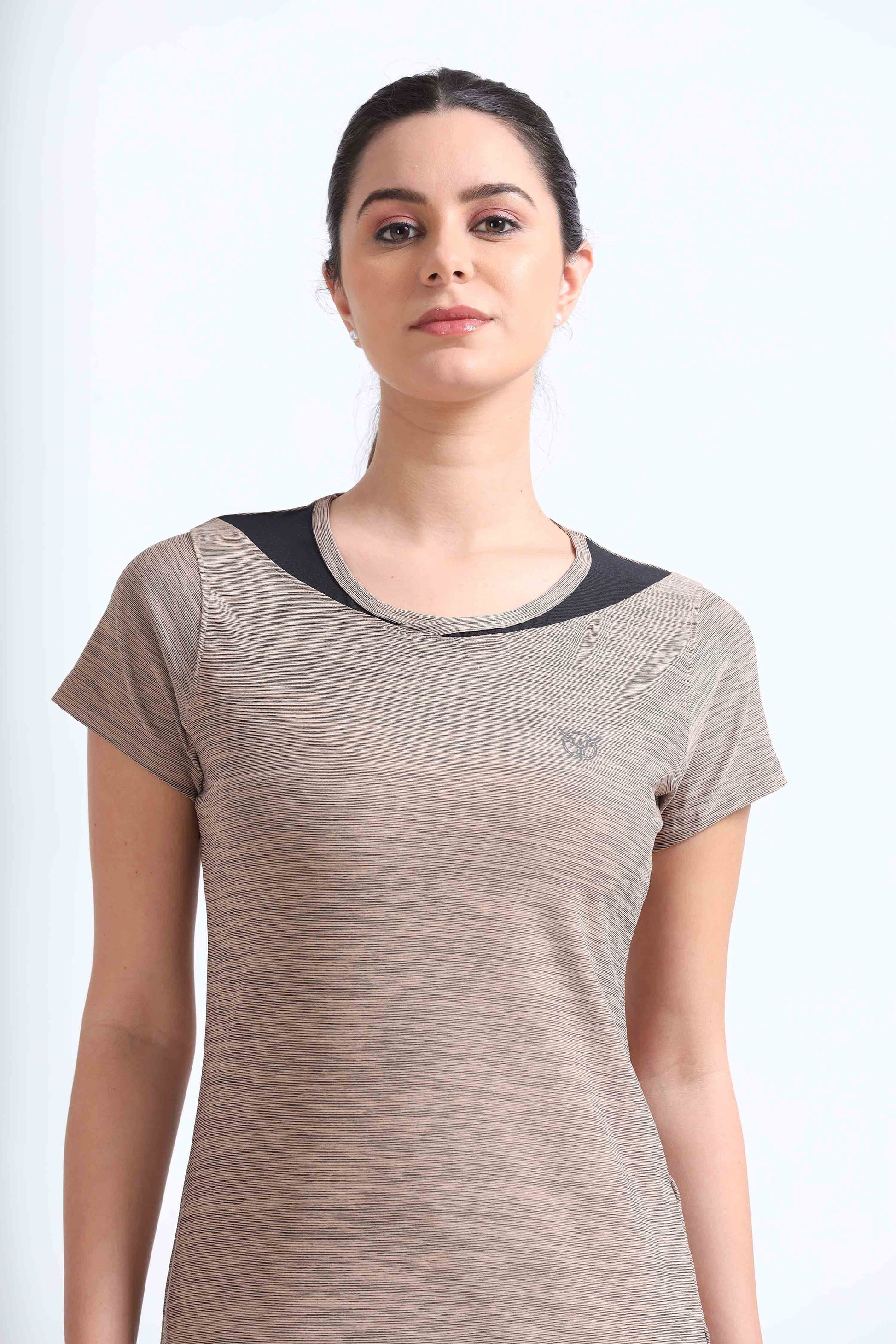 Warm Taupe Sports T Shirt For Womens