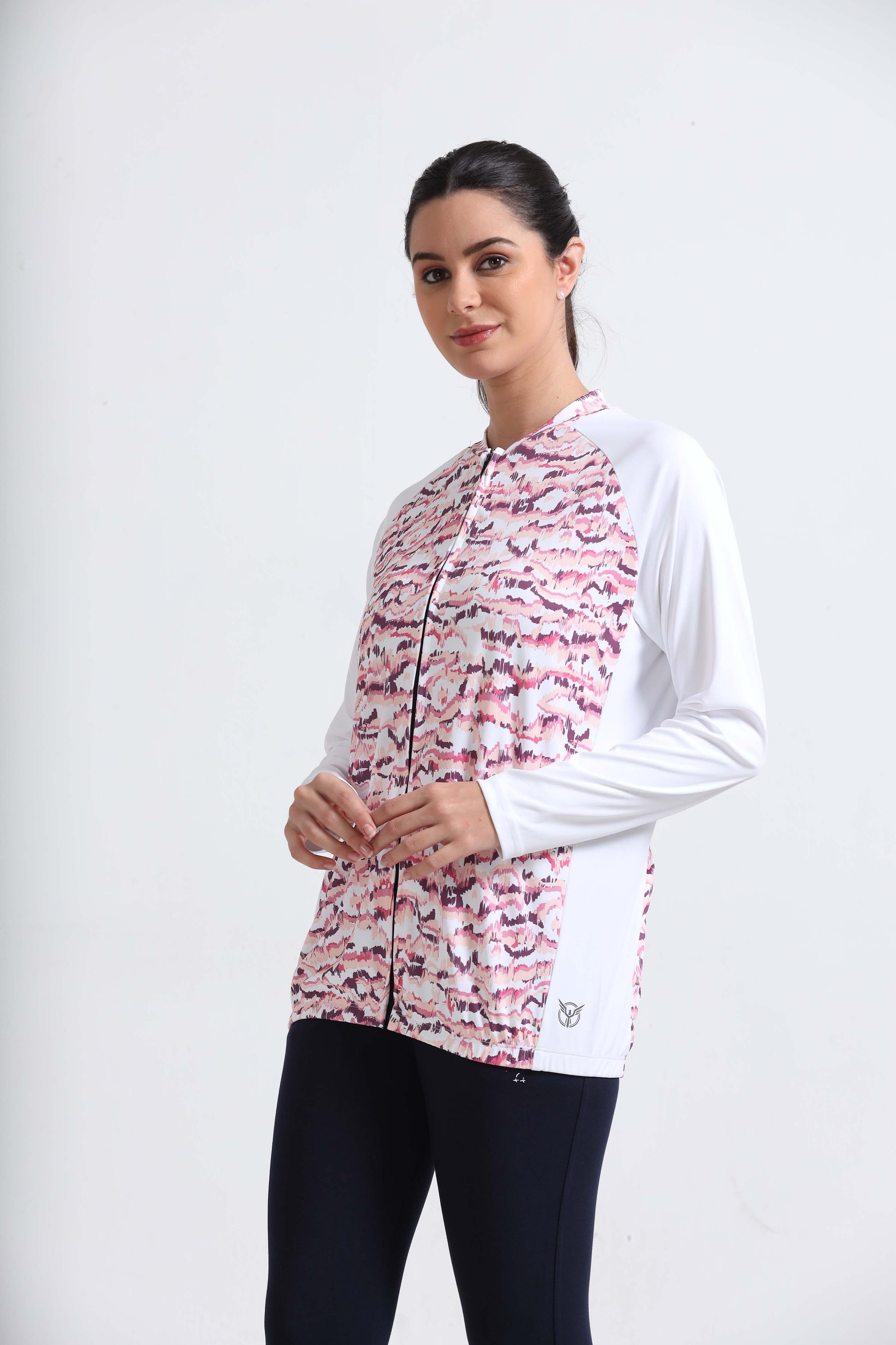 Mauve Abstract Full Sleeve T Shirts For Womens​ 