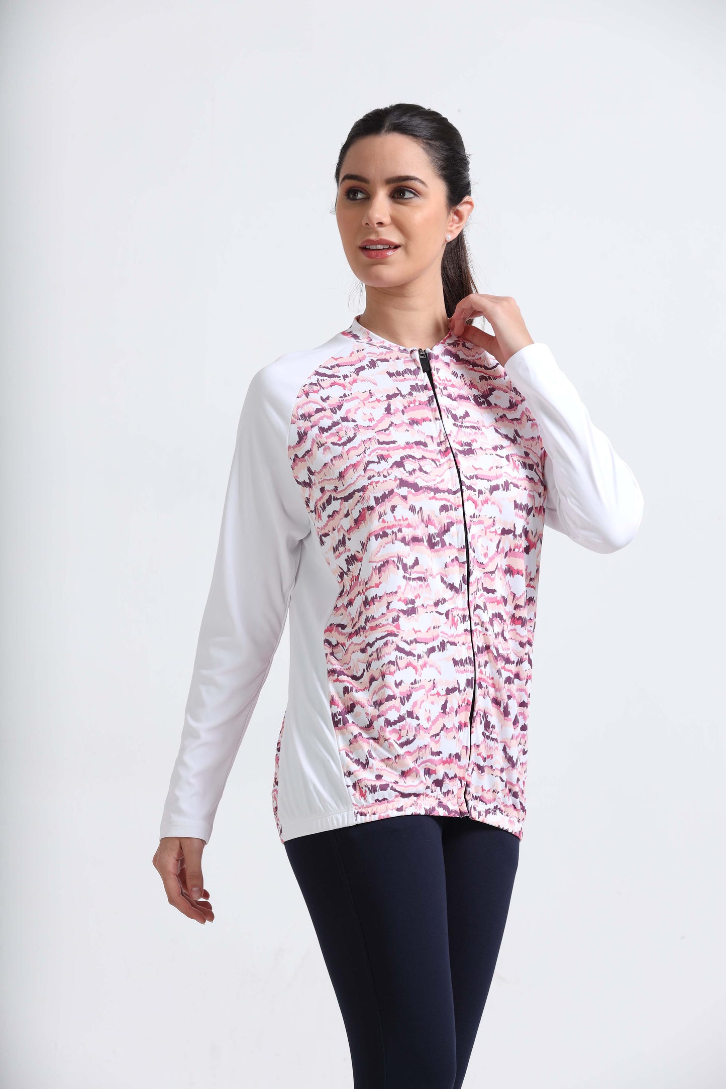 Mauve Abstract Full Sleeve T Shirts For Womens​ 