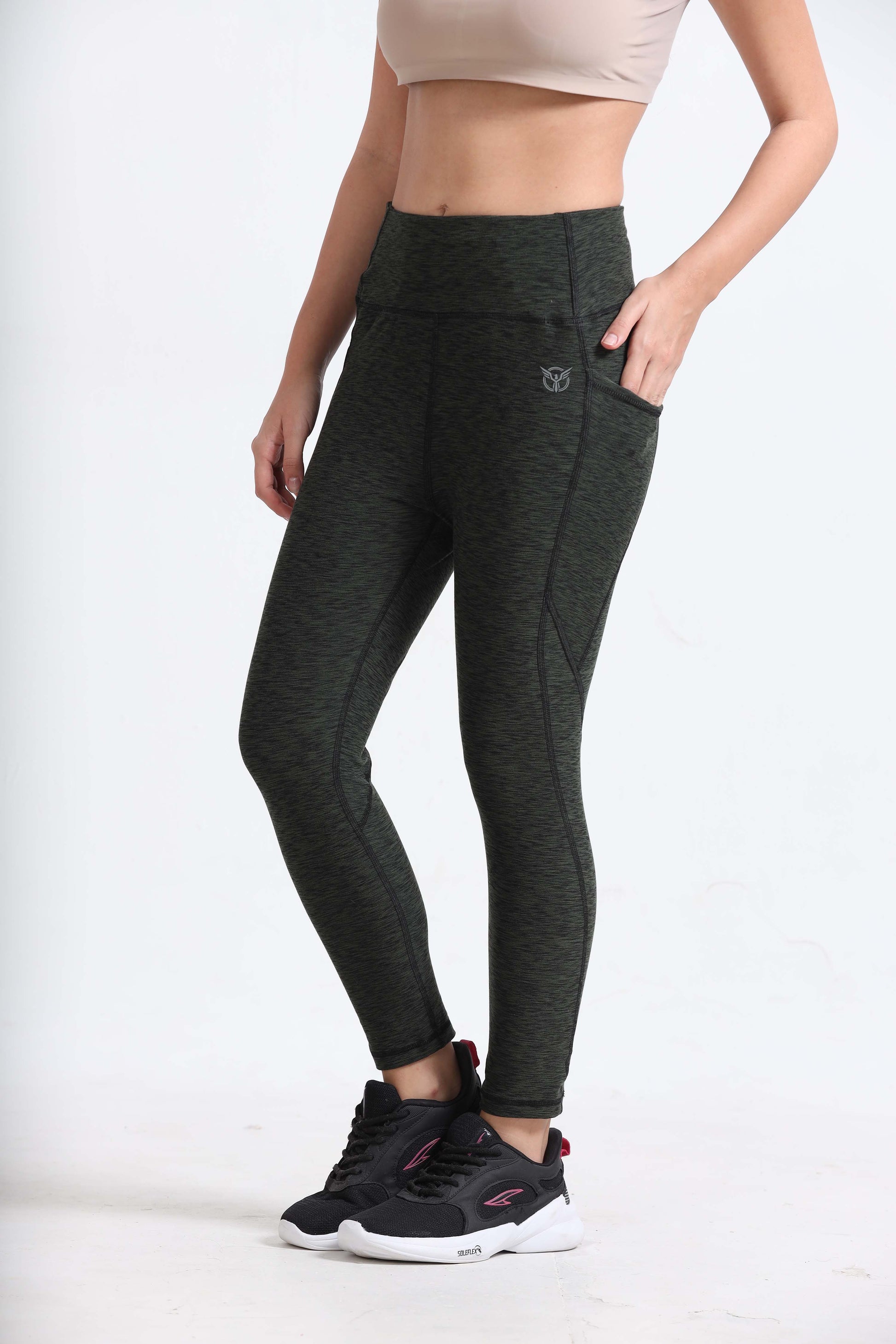  Olive Heather Gym Wear Pants For Women