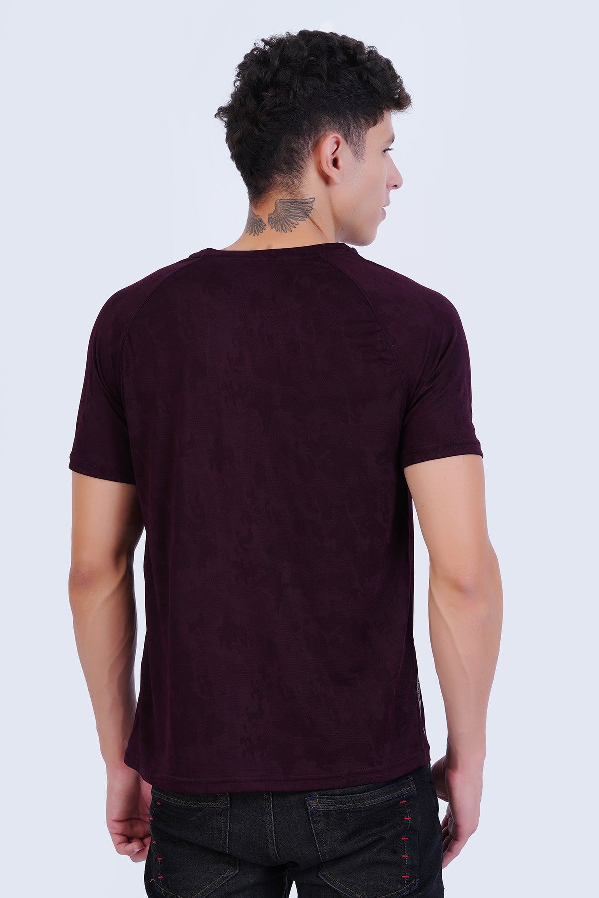 Maroon Men Crew Neck Gym T Shirt