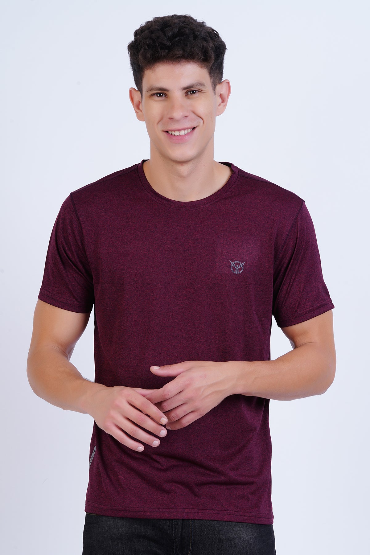 Maroon Men Crew Neck Workout T Shirts