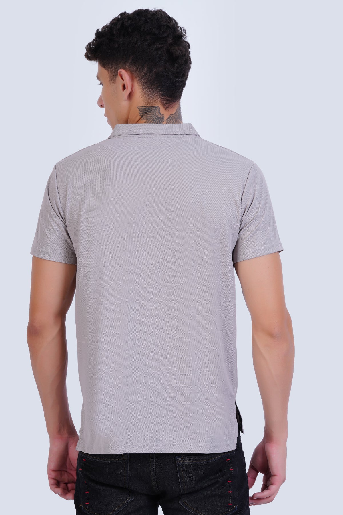 Sand Grey Men Polo Gym Tees