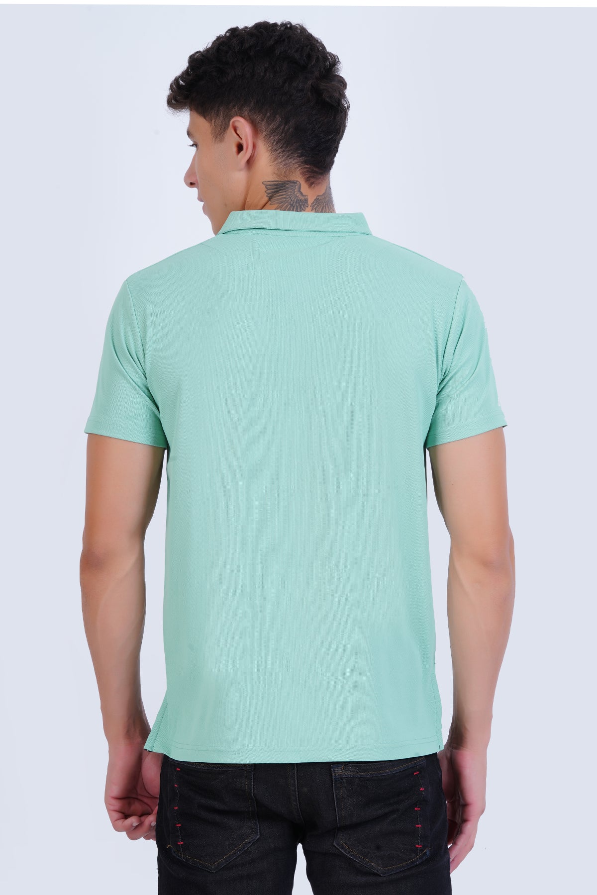 Mint Green Men Polo Gym Half T Shirt