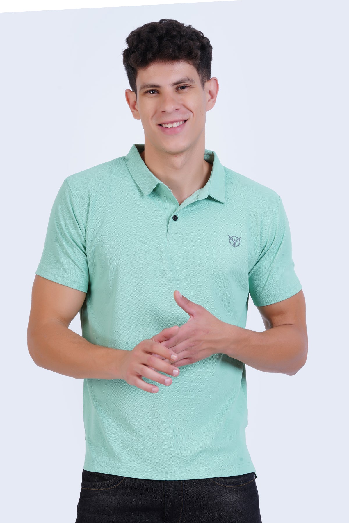 Mint Green Men Polo Gym Half T Shirt