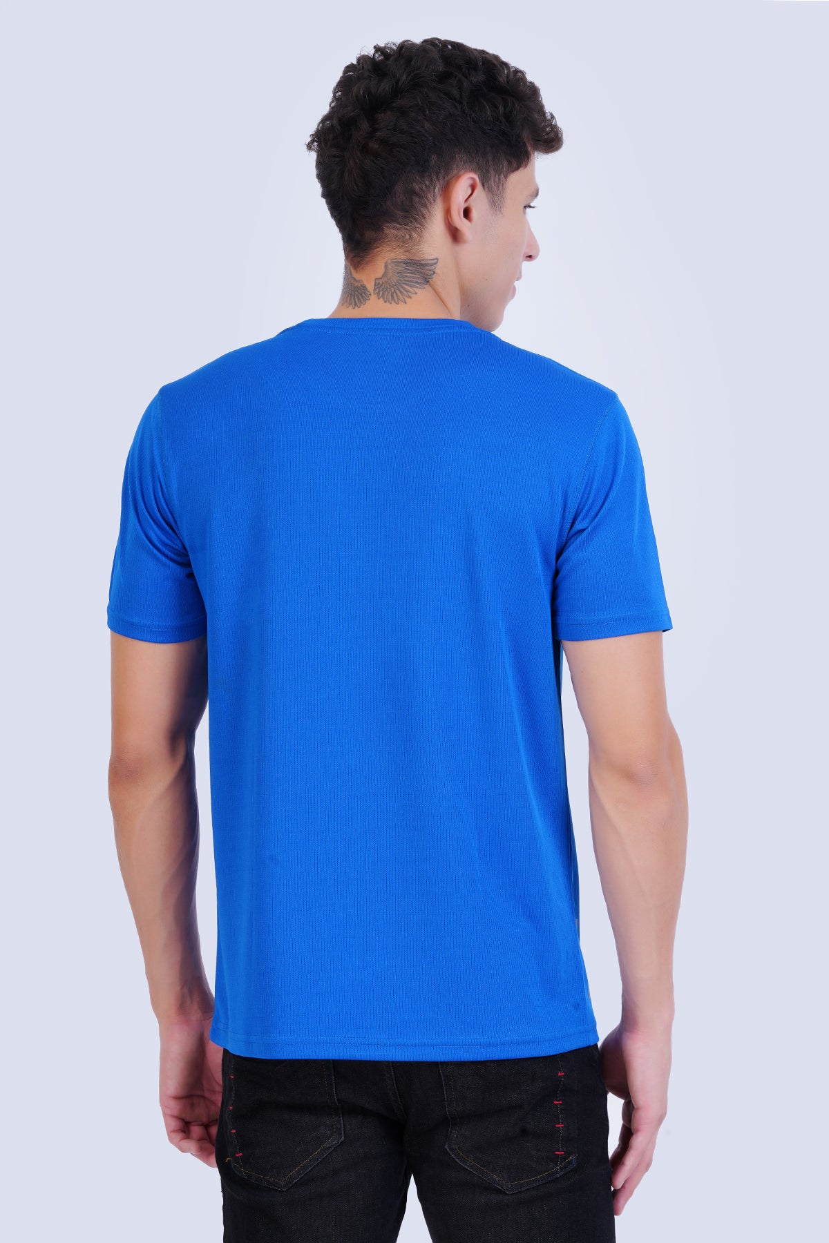 Turquoise Crew Neck Gym Tshirt Men